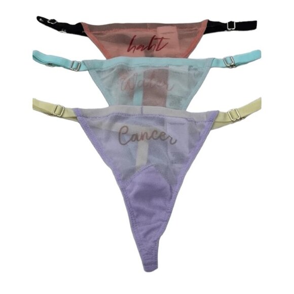 Free People We Are HAH Aquarius Zodiac Thong Panty 3-Pack (OS) Cancer #64947ZPK - Picture 1 of 4